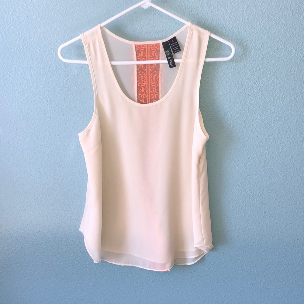 Women’s Fun & Flirt cream chiffon tank